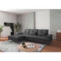 ECKSOFA in Flachgewebe Dunkelgrau  - Dunkelgrau/Schwarz, Konventionell, Textil/Metall (185/279cm) - Sit & More