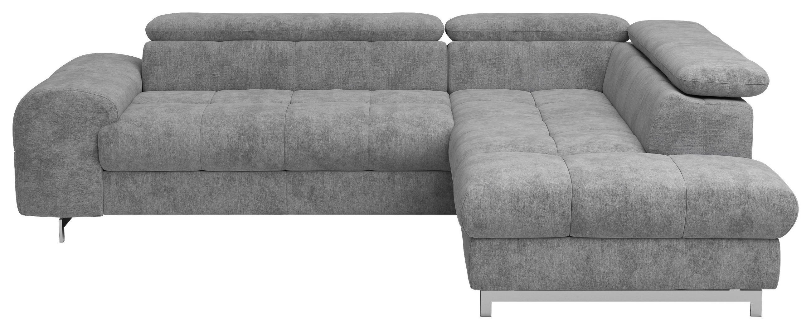 ECKSOFA  in Mikrofaser Hellgrau  257/206 cm  - Chromfarben/Hellgrau, KONVENTIONELL, Textil/Metall (257/206cm) - Livetastic