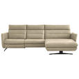 ECKSOFA in Echtleder Ecru  300/157 cm  - Ecru/Schwarz, Design, Leder/Metall (300/157cm) - Dieter Knoll