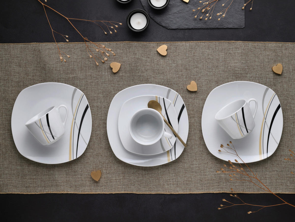 KAFFEESERVICE Square City Line 18-teilig  - Weiß, Trend, Keramik - Creatable