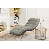 RELAXLIEGE in Echtleder Grau  - Silberfarben/Grau, Design, Leder/Metall (65/65-95/171cm) - Livetastic