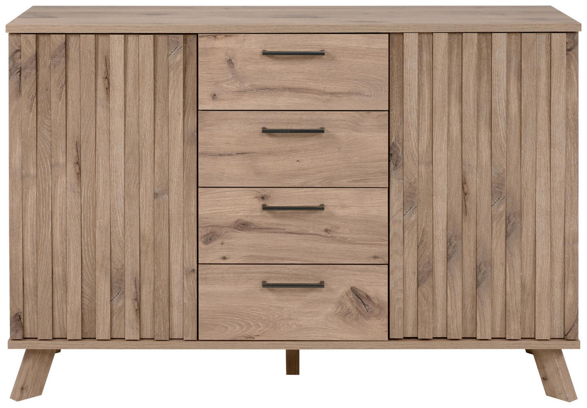 KOMMODE  in 126,5/85/40 cm  - Eichefarben, LIFESTYLE, Holzwerkstoff/Metall (126,5/85/40cm) - MID.YOU