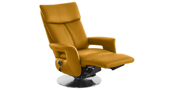 RELAXSESSEL in Leder Currygelb - Currygelb/Edelstahlfarben, Design, Leder/Metall (78/112/85cm) - Cantus