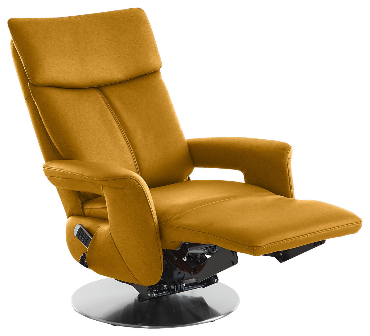 RELAXSESSEL in Leder Currygelb  - Currygelb/Edelstahlfarben, Design, Leder/Metall (78/112/85cm) - Cantus