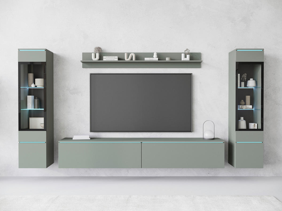 DNEVNI REGAL,  zelena  - siva/zelena, Trend, umetna masa/steklo (240/130/33cm) - P & B