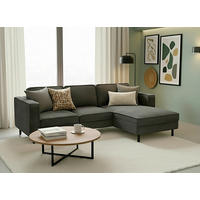 ECKSCHLAFSOFA WATKINS  mit Schlafen auf Sitzhöhe, Rücken echt, Armteil links, Armteil rechts Cord Dunkelgrau  - Dunkelgrau/Schwarz, MODERN, Textil/Metall (232/161cm) - Trendmanufaktur