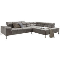 ECKSOFA Velours Grau  - Grau, Design, Textil/Metall (321/216cm) - Hom`in