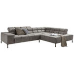 ECKSOFA  in Velours Grau  321/216 cm  - Grau, Design, Textil/Metall (321/216cm) - Hom`in