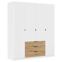 KLEIDERSCHRANK in Weiss, Eiche Artisan  - Weiss/Eiche Artisan, Basics, Holzwerkstoff/Metall (181/210/54cm) - Boxxx