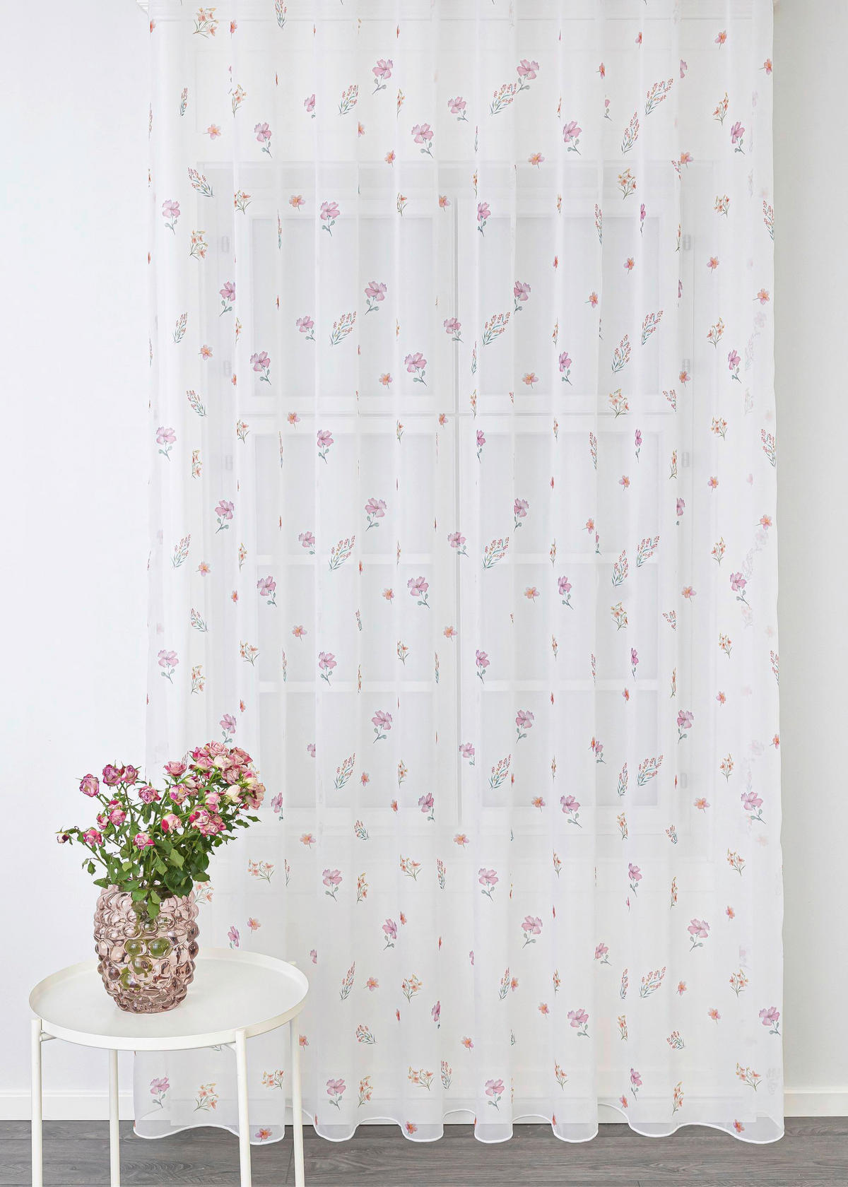 Perdea Tip Plasă  - roz antic, Basics, textil (290cm)