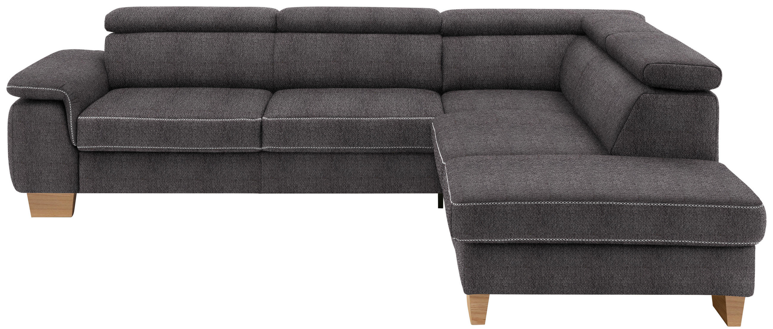 ECKSOFA in Mikrofaser Anthrazit  - Eichefarben/Anthrazit, Natur, Holz/Textil (273/226cm) - Beldomo System