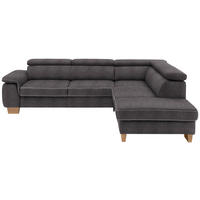 ECKSOFA in Mikrofaser Anthrazit  - Eichefarben/Anthrazit, Natur, Holz/Textil (273/226cm) - Beldomo System