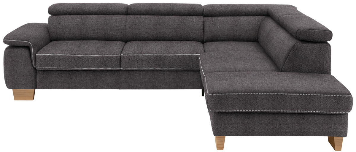 ECKSOFA in Mikrofaser Anthrazit  - Eichefarben/Anthrazit, Natur, Holz/Textil (273/226cm) - Beldomo System