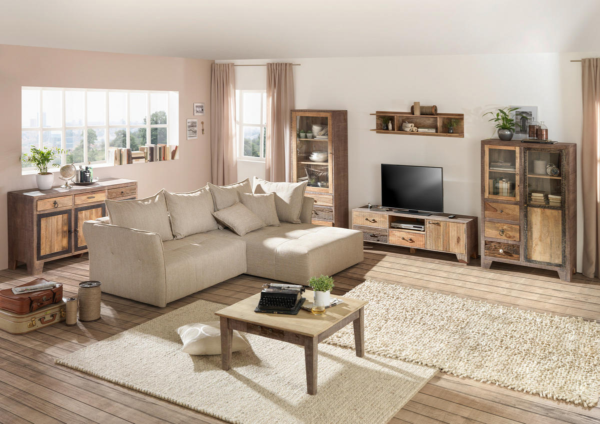 HIGHBOARD  in 90/118/40 cm  - Weiss/Messingfarben, Trend, Keramik/Holz (90/118/40cm) - Landscape