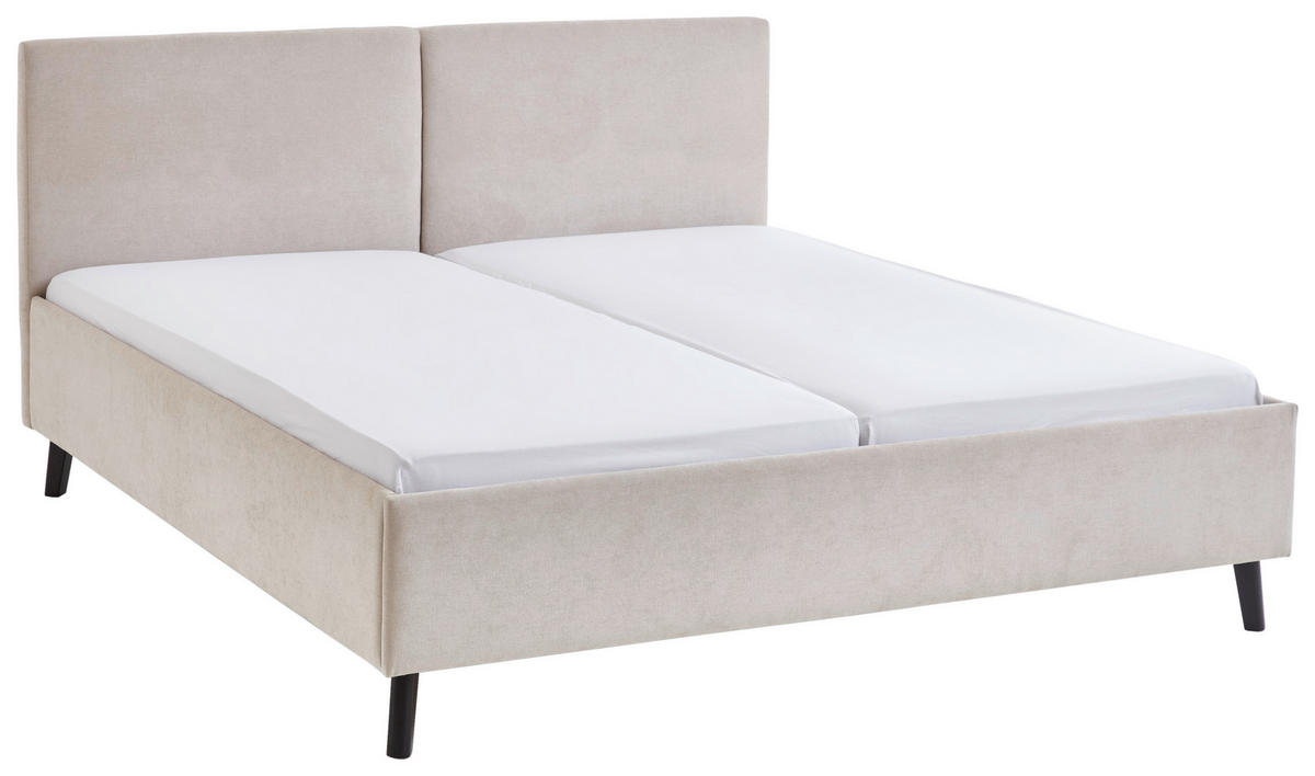 POLSTERBETT 180/200 cm,  in Beige,  - Beige/Schwarz, Basics, Holz/Textil (180/200cm) - Boxxx