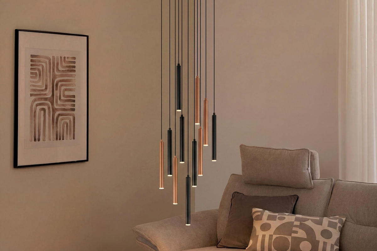 LED-HÄNGELEUCHTE Calina 40/150 cm  - Schwarz/Weiß, Design, Kunststoff/Metall (40/150cm) - Musterring