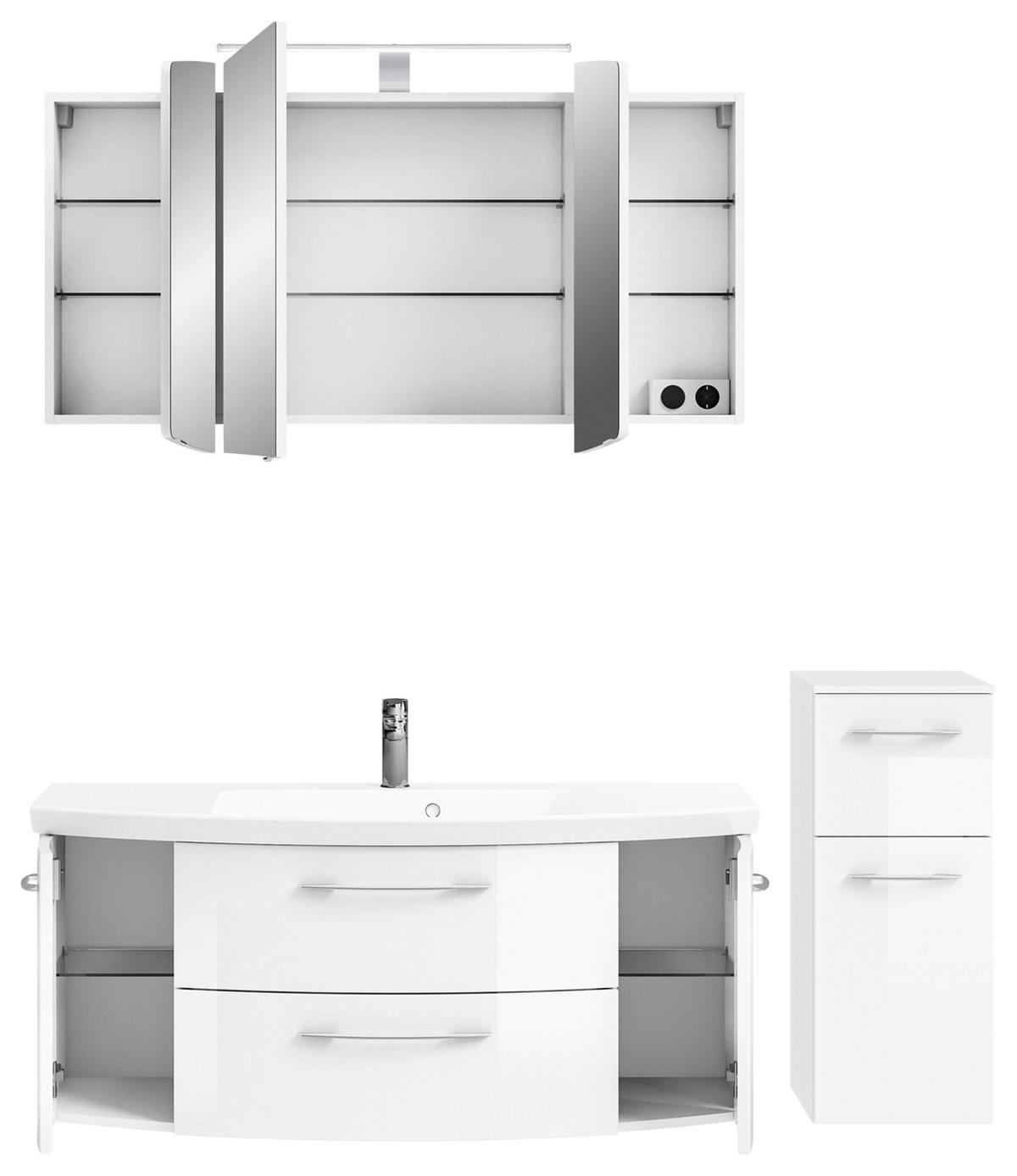 BADEZIMMER 4-teilig  in 151 cm  - Chromfarben/Weiß Hochglanz, KONVENTIONELL, Glas/Holzwerkstoff (151cm) - Pelipal