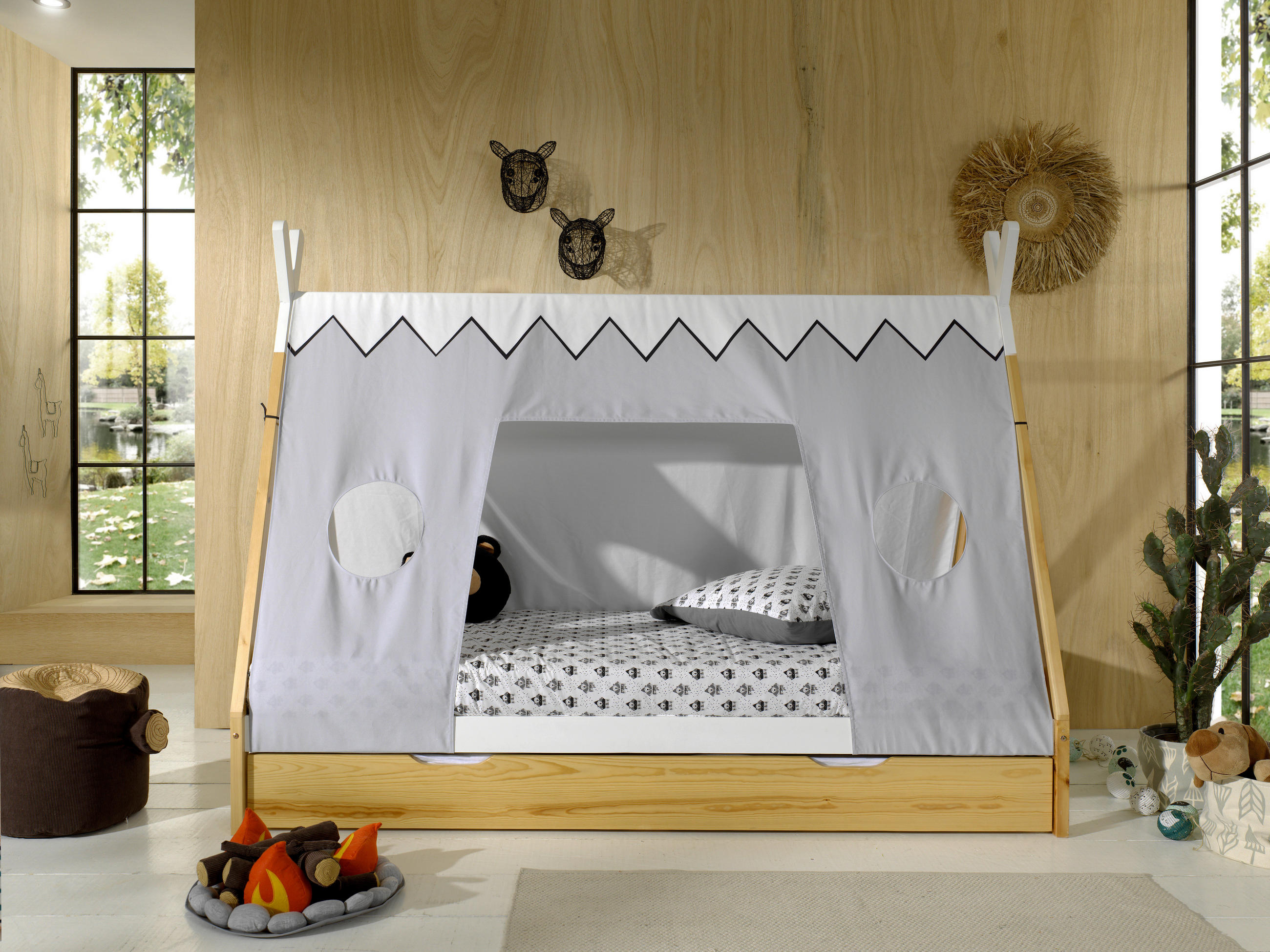 HAUSBETT Rollrost, Bettschublade 90/200 cm  - Weiß/Kieferfarben, MODERN, Holz (90/200cm) - MID.YOU