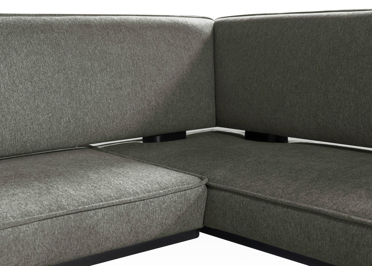 ECKBANK 235/165 cm Webstoff Schwarz, Dunkelgrau Buche massiv   - Dunkelgrau/Schwarz, Basics, Holz/Textil (235/165cm) - Carryhome