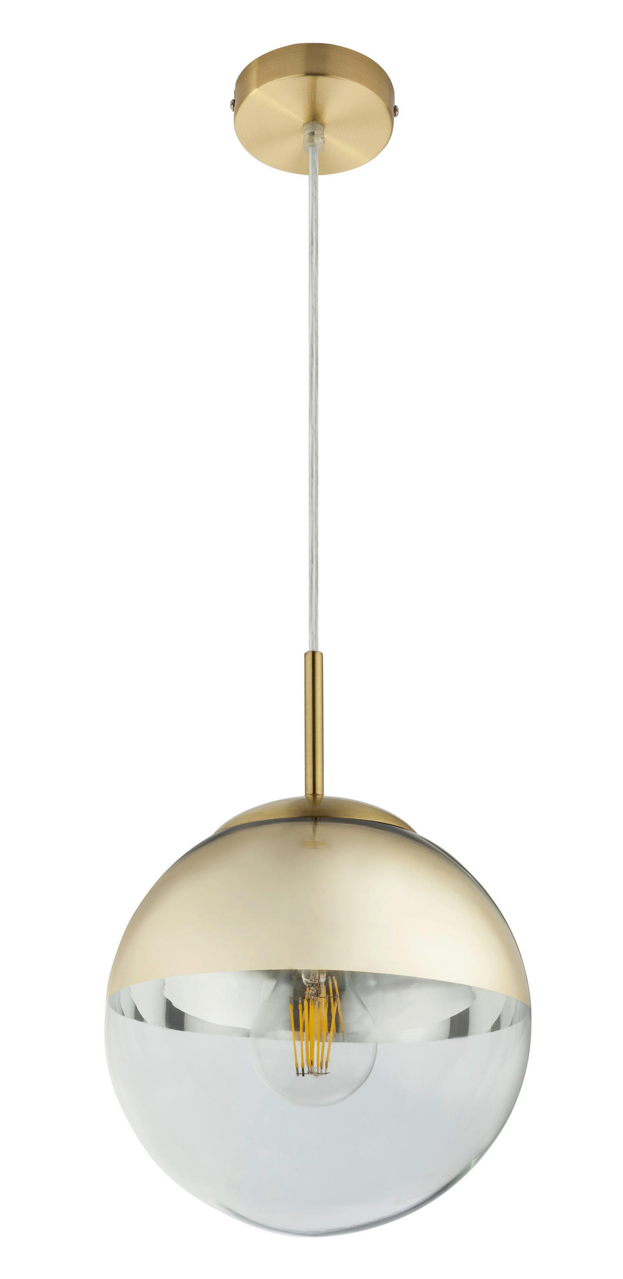 HÄNGELEUCHTE 20/120 cm   - Transparent/Goldfarben, Design, Glas/Metall (20/120cm) - Globo