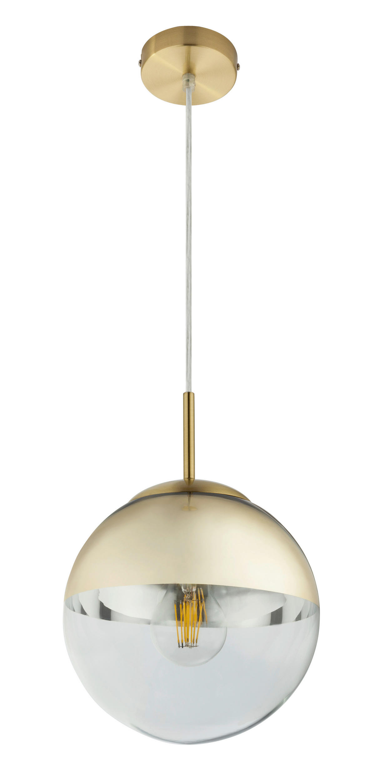ZÁVĚSNÉ SVÍTIDLO, 20/120 cm  - průhledné/barvy zlata, Design, kov/sklo (20/120cm) - Globo