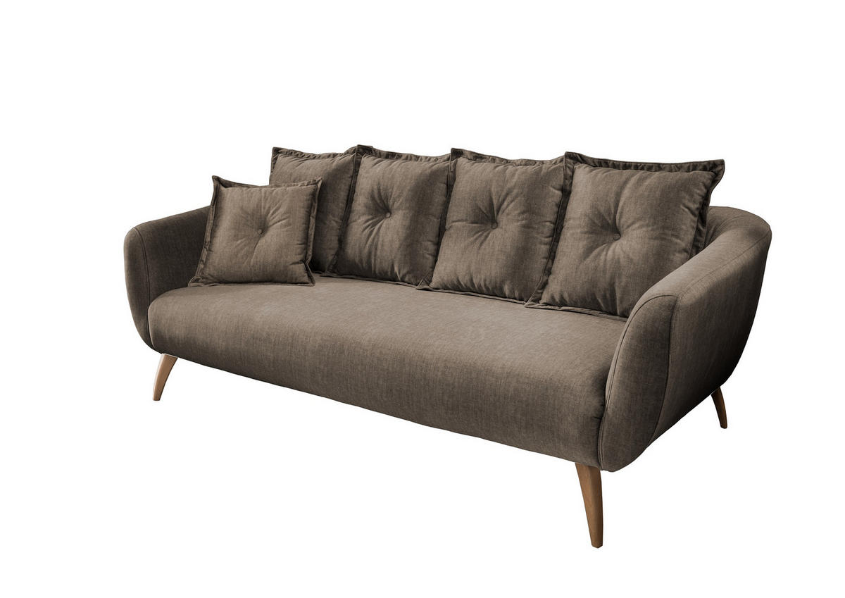 3-SITZER-SOFA in Velours Braun  - Buchefarben/Braun, Modern, Holz/Textil (236/94/103cm) - Livetastic