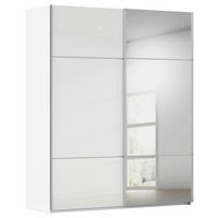 SCHWEBETÜRENSCHRANK 201/223/68 cm,  in Weiß, 2 Tür(en)  - Alufarben/Weiß, KONVENTIONELL, Glas/Holzwerkstoff (201/223/68cm) - Novel