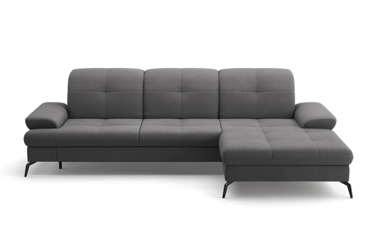CANAPÉ D'ANGLE in Flachgewebe Grau  - Schwarz/Grau, Konventionell, Textil/Metall (279/185cm) - Sit & More