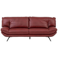 3-SITZER-SOFA in Echtleder Bordeaux  - Bordeaux/Schwarz, Design, Leder/Metall (226/95/95cm) - Celina