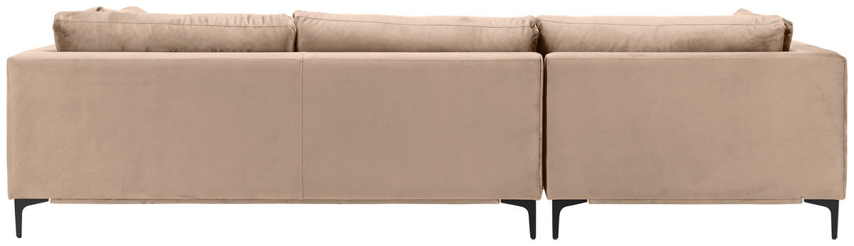ECKSOFA Hellbraun Velours  - Hellbraun/Schwarz, MODERN, Textil/Metall (176/314cm) - Livetastic