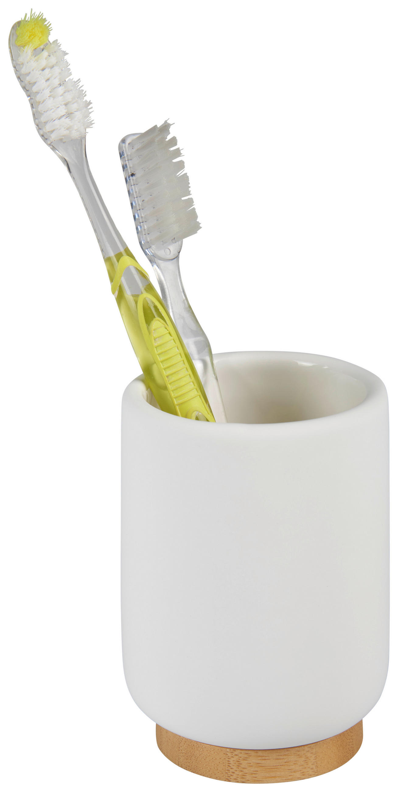 ZAHNPUTZBECHER Marlene  - Weiß/Braun, Basics, Holz/Keramik (6,7/10cm) - Sadena