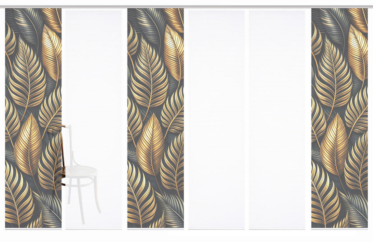 FLÄCHENVORHANG  6 Stück  blickdicht  60/245 cm   - Anthrazit/Goldfarben, Natur, Textil (60/245cm)