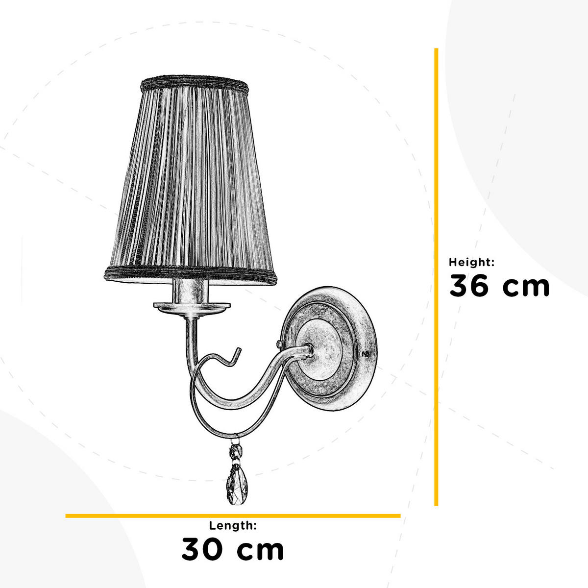 WANDLEUCHTE DELIA 15/30/36 cm   - Cognac, KONVENTIONELL, Glas/Textil (15/30/36cm)