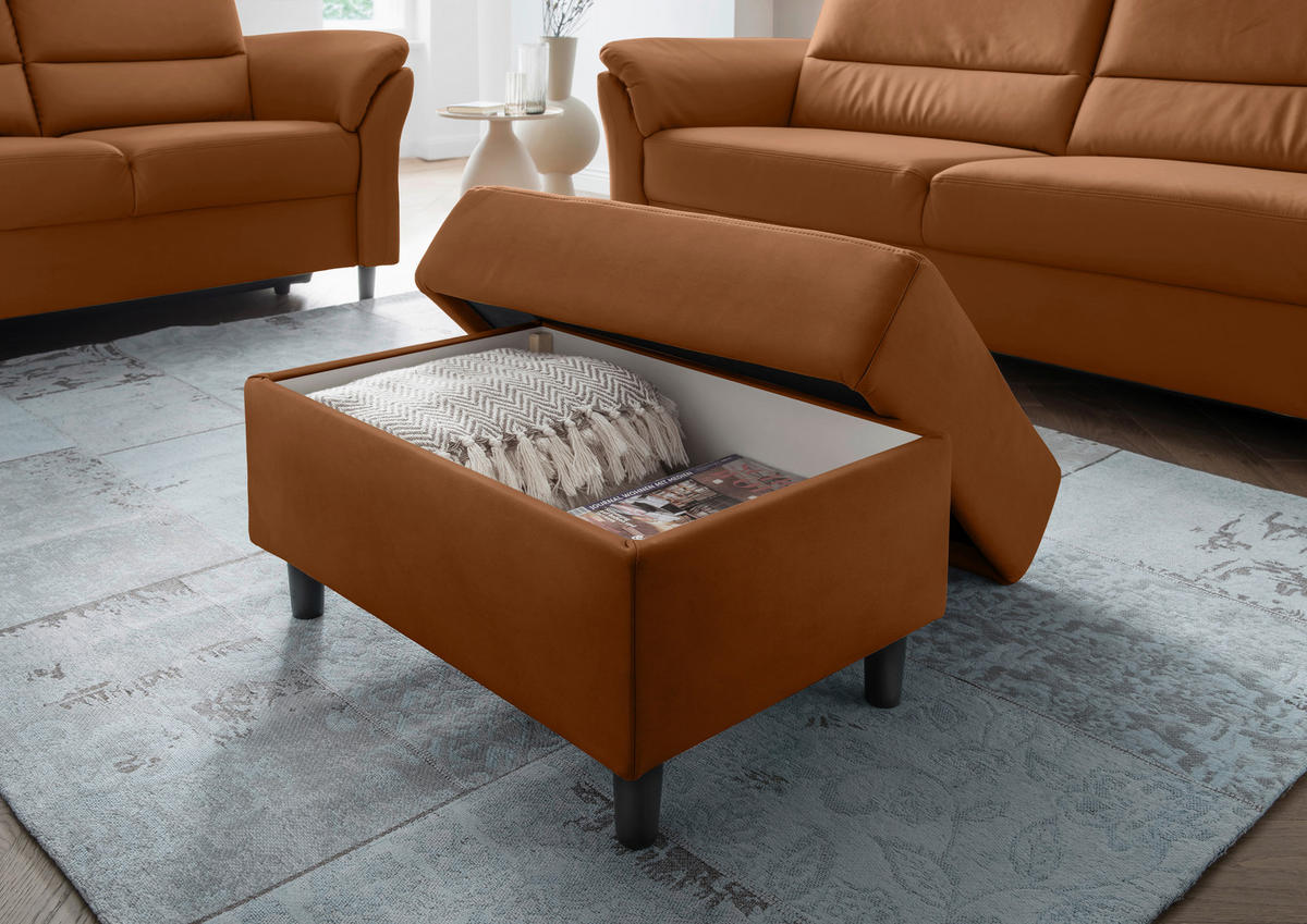 HOCKER in Textil Cognac  - Cognac/Schwarz, Modern, Holz/Textil (76/46/55cm) - Livetastic