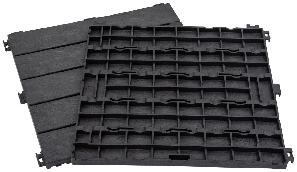 TERRASSENFLIESE GRAPHITE 30X30CM 6-ER SET  - Graphitfarben, MODERN, Kunststoff (31,3/31,3/9cm)