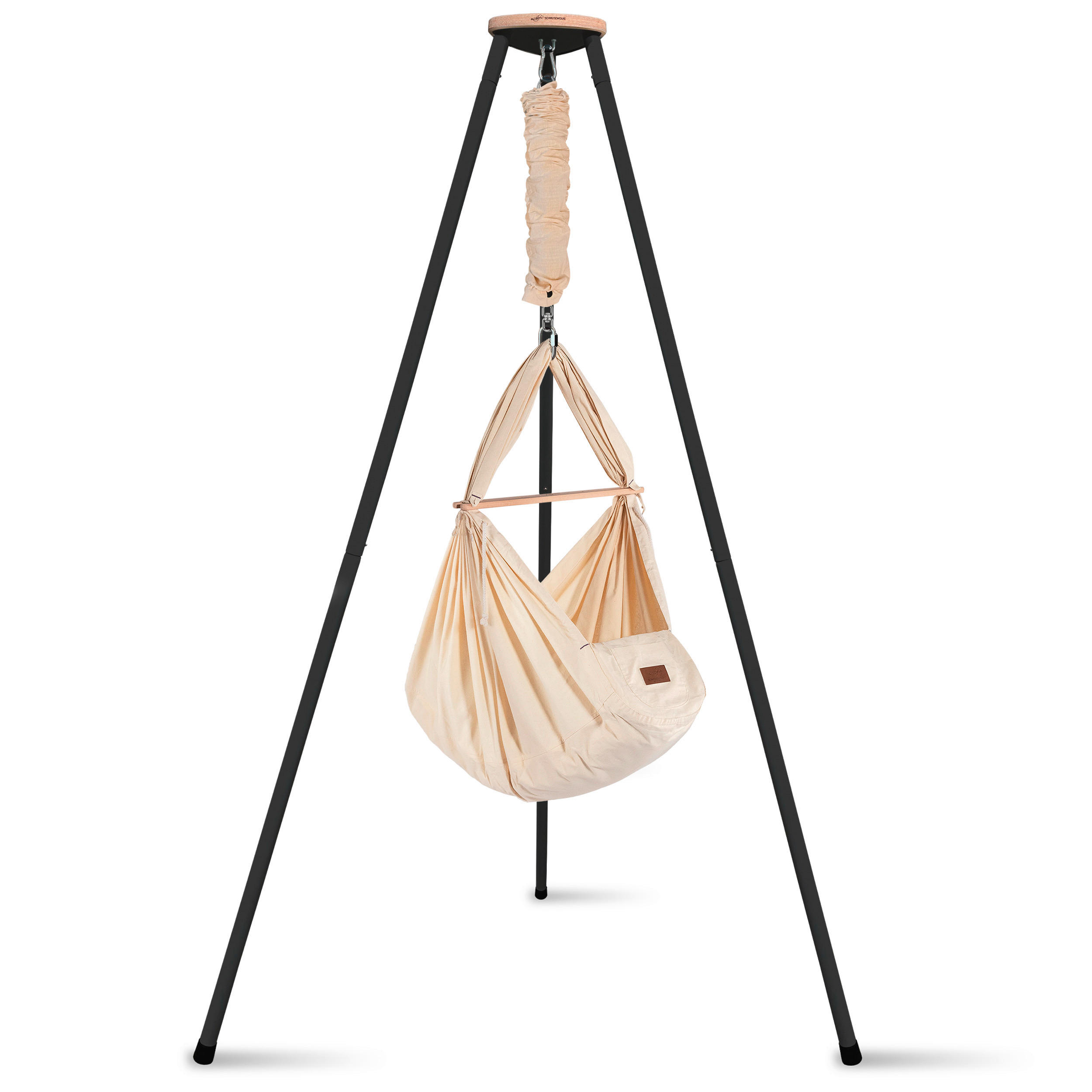 FEDERWIEGE STOFF BEIGE Buche  Beige, Anthrazit  - Beige/Anthrazit, Basics, Holz/Textil (135/194/135cm) - SCHMUSEWOLKE