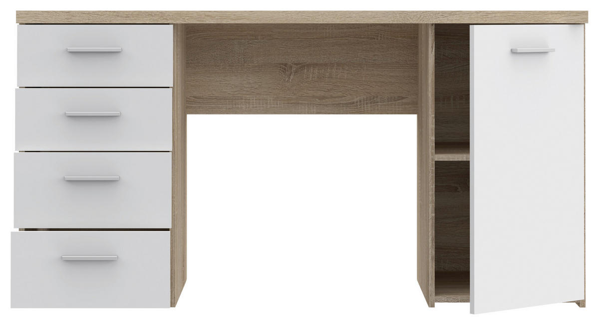 ÍRÓASZTAL 145/76.3/60 cm  - Sonoma tölgy/fekete, Basics, műanyag/faalapú anyag (145/76.3/60cm) - Xora