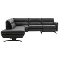 ECKSOFA Anthrazit Echtleder  - Anthrazit/Schwarz, Design, Leder/Metall (258/286cm) - Schöner Wohnen