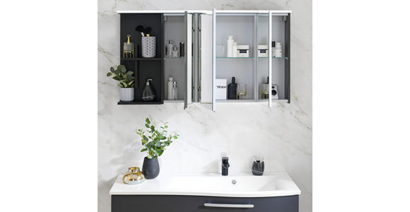 BADEZIMMER in 120 cm - Weiß/Grau, MODERN, Glas/Holzwerkstoff (120cm) - Novel