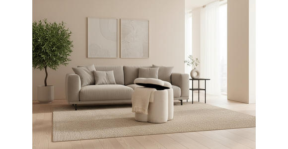 HOCKER Chenille Creme  - Creme, Design, Textil (43/46/43cm) - Xora