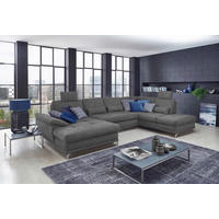 WOHNLANDSCHAFT in Flachgewebe Grau  - Silberfarben/Grau, Konventionell, Textil/Metall (176/363/223cm) - Sit & More