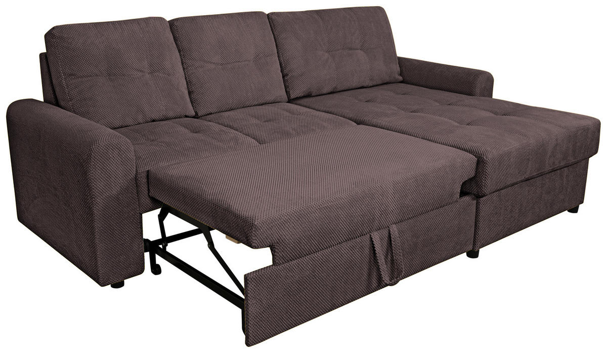 ECKSOFA Braun Chenille  - Schwarz/Braun, KONVENTIONELL, Kunststoff/Textil (232/153cm) - Carryhome
