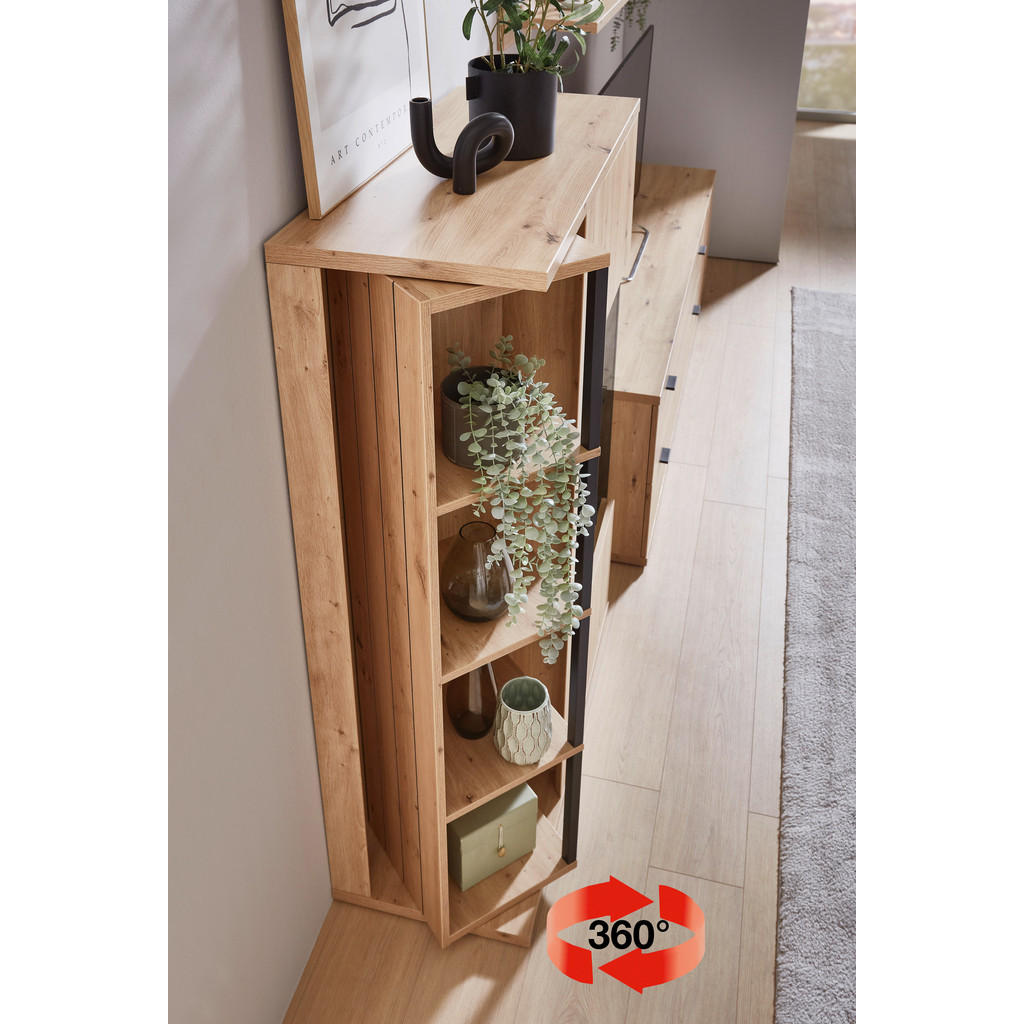 Thumbnail - Cantus Highboard, Eiche Artisan, Metall, 3 Fächer, 95.1x140.9x40.2 cm, Beimöbel erhältlich, stehend, Wohnzimmer, Kommode...