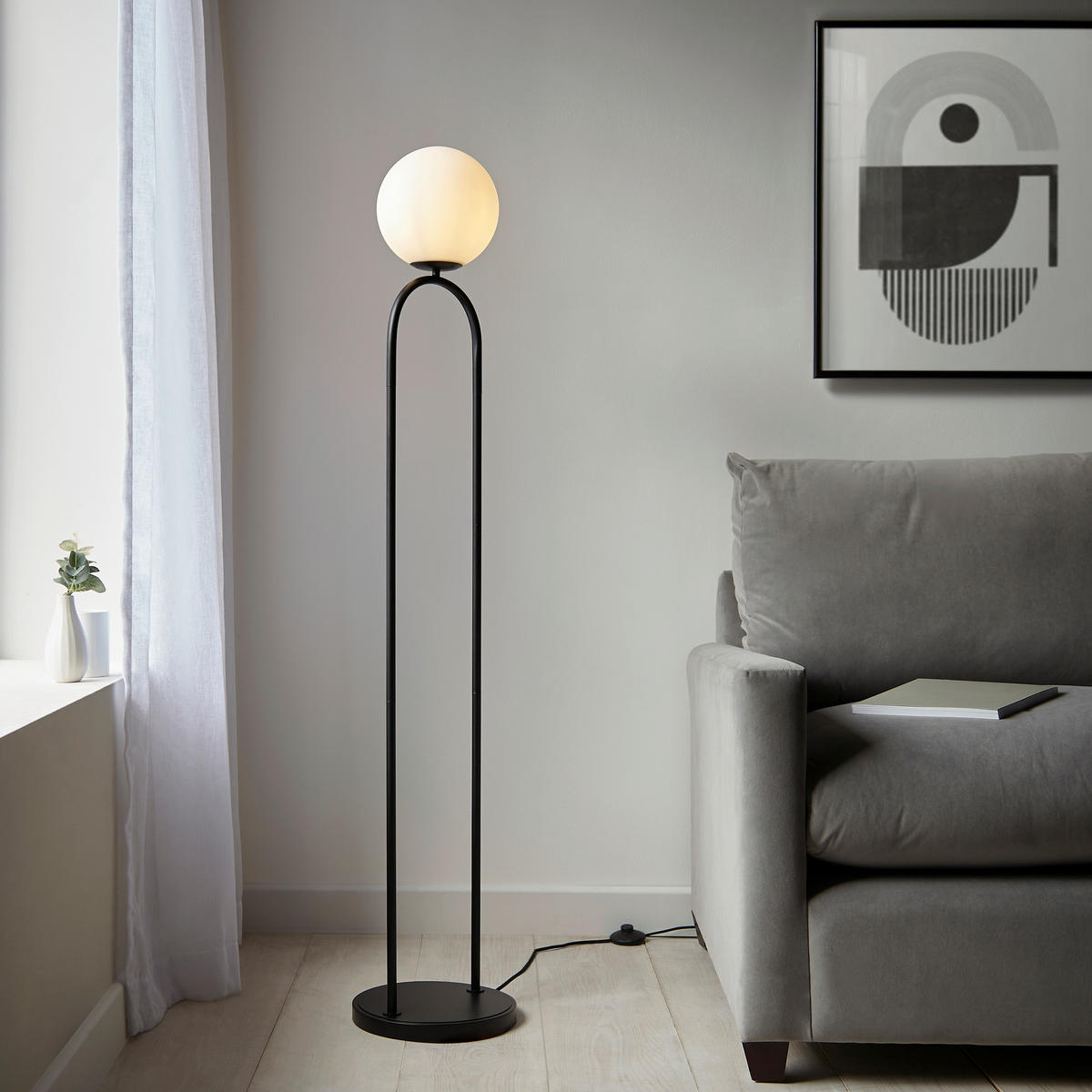STEHLEUCHTE 27/142.7 cm    - Messingfarben/Opal, Basics, Glas/Metall (27/142.7cm) - ENDON