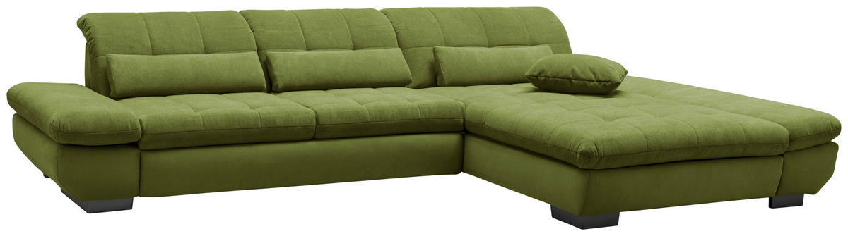 SEDEŽNA GARNITURA, gladka tkanina zelena  - črna/zelena, Design, kovina/tekstil (341/204cm) - Xora