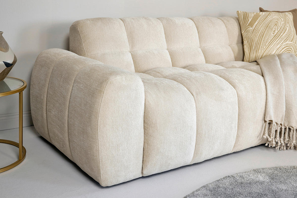 ECKSOFA RELAX BUBBLE CORNER L-R EU Beige Bouclé  - Beige/Schwarz, MODERN, Holz/Kunststoff (305/159cm) - Livetastic