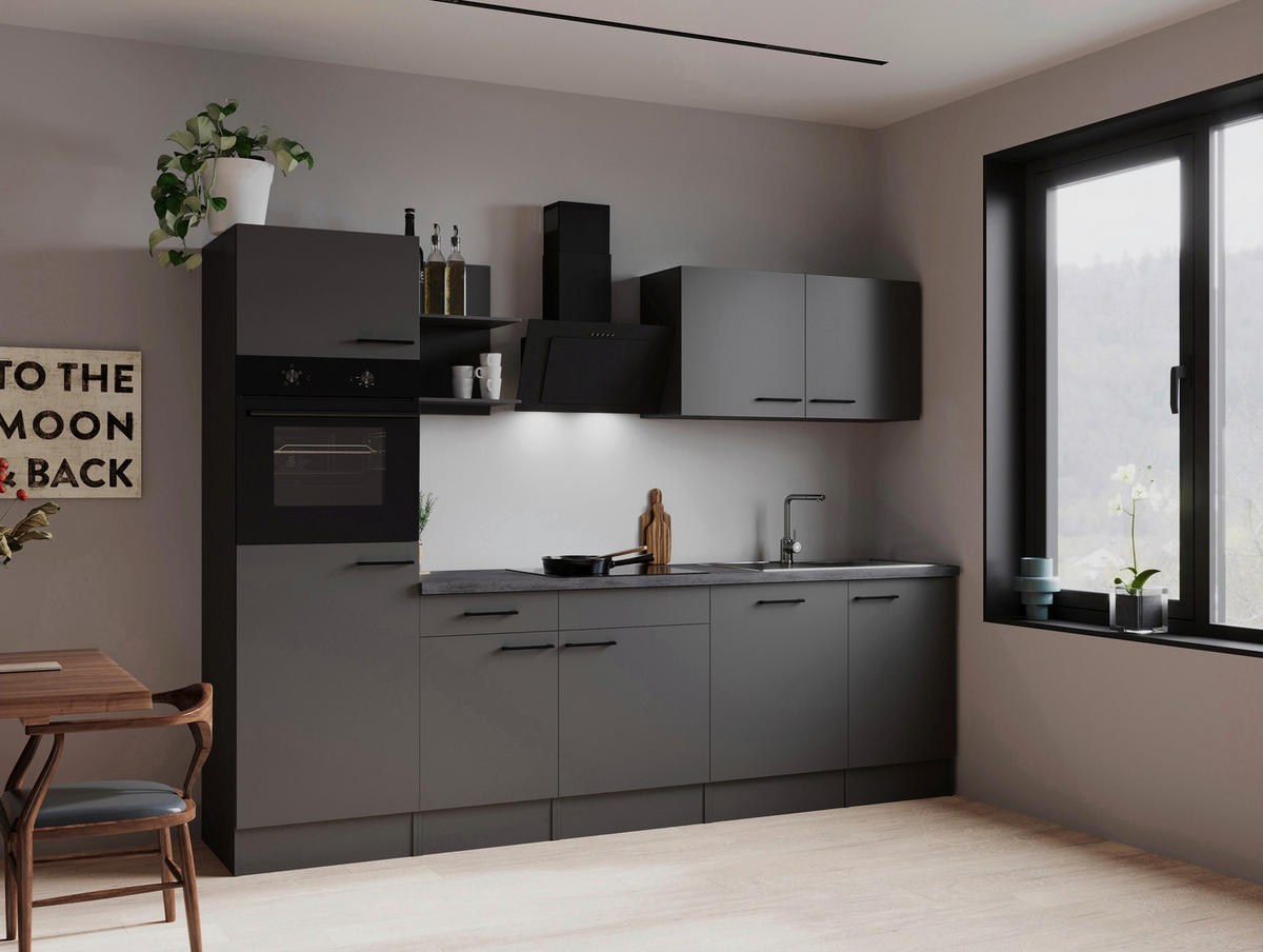 MODULKÖK 280 cm   i grå  - grå, Trend, metall/trämaterial (280cm) - Respekta