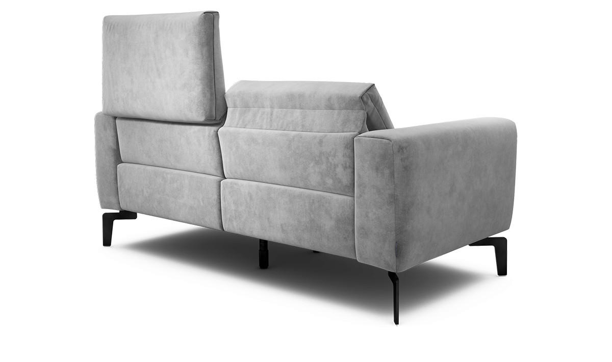Zweisitzer inkl. Hocker Samt Hellgrau  - Hellgrau/Schwarz, Design, Textil/Metall (180/86/86-94cm) - SENSOO