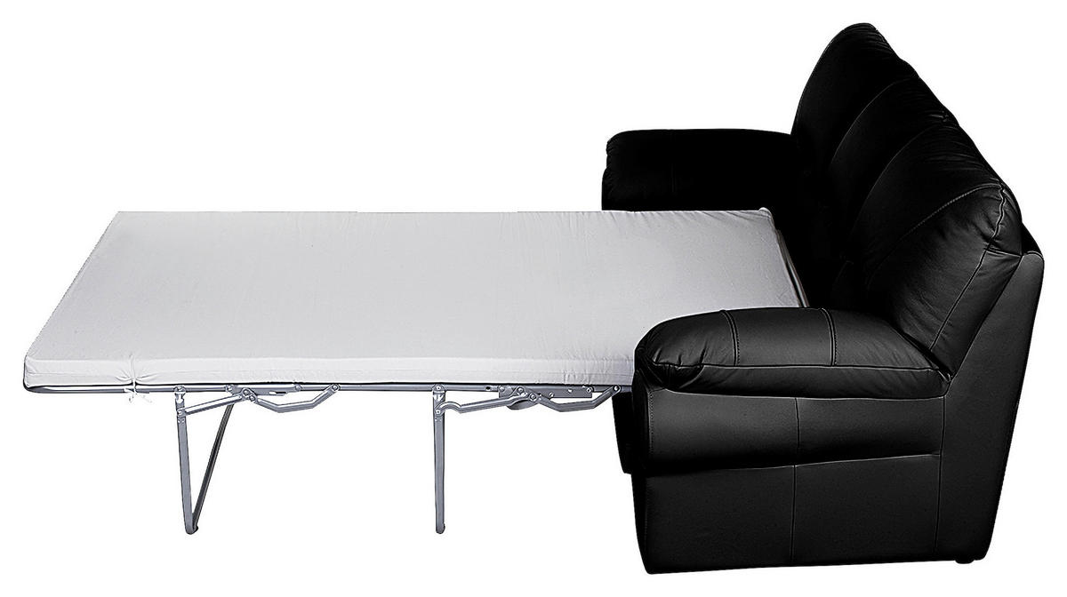 SCHLAFSOFA in Leder Schwarz  - Schwarz, Design, Leder/Kunststoff (205/92/85cm) - Livetastic