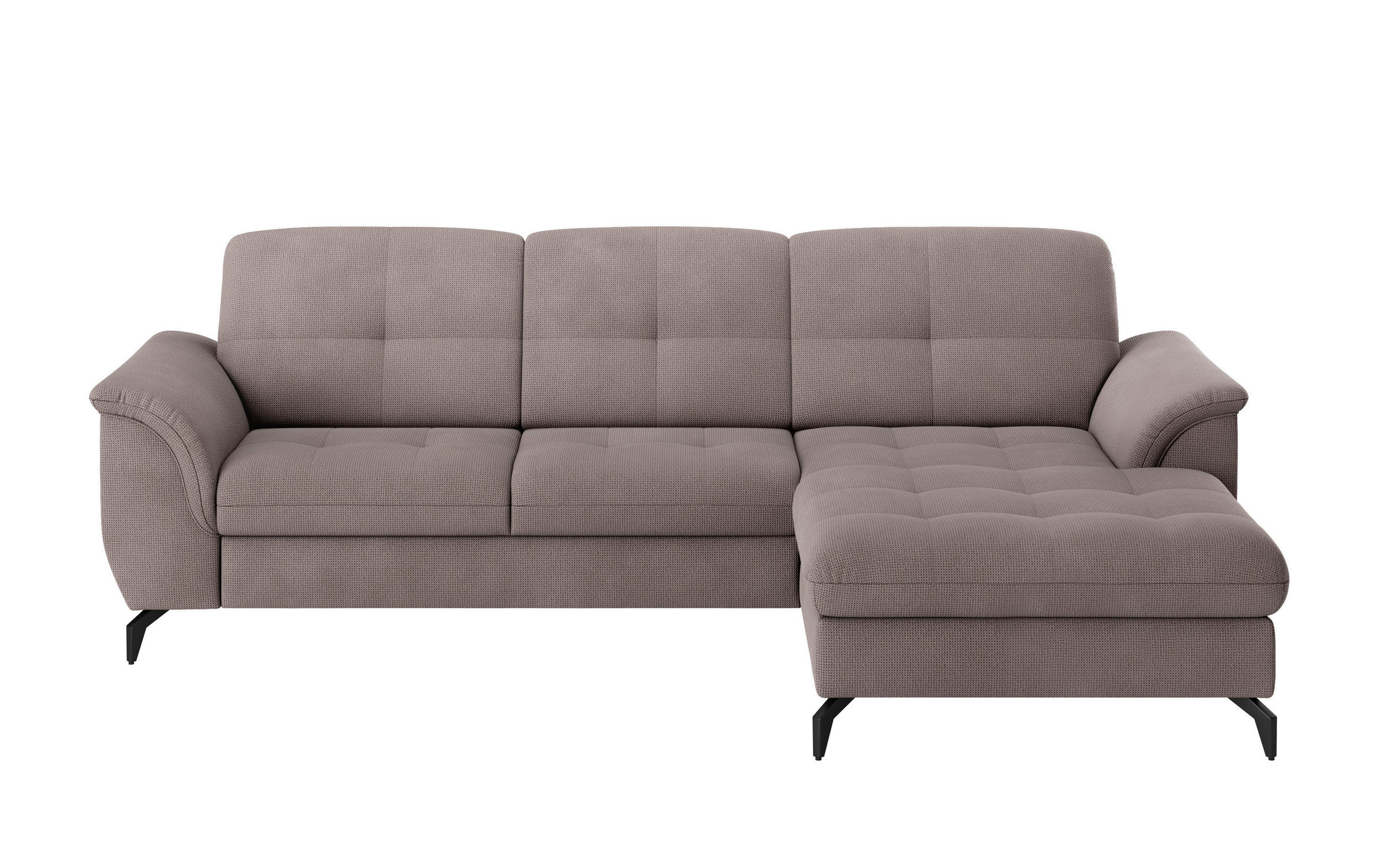 ECKSOFA ZORA E Taupe Flachgewebe  - Taupe/Schwarz, MODERN, Textil/Metall (262/164cm) - Sit & More